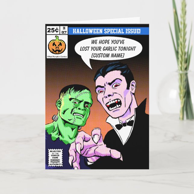 Comic Style Halloween Greetings Card (Front)