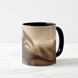 Comic style Inanna with dinosaur Mug