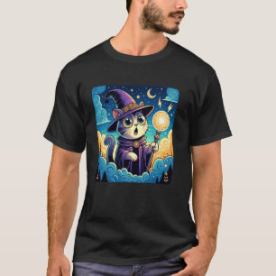 Comic Style Kitten Lover Funny Reaction Wizard Cat T-Shirt
