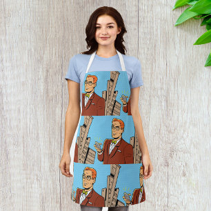 Comic Style Man Looking At Mobile Phone Apron