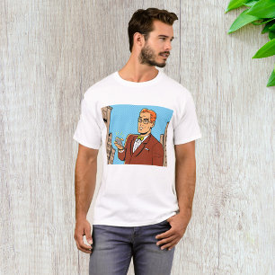 Comic Style Man Looking At Mobile Phone T-Shirt