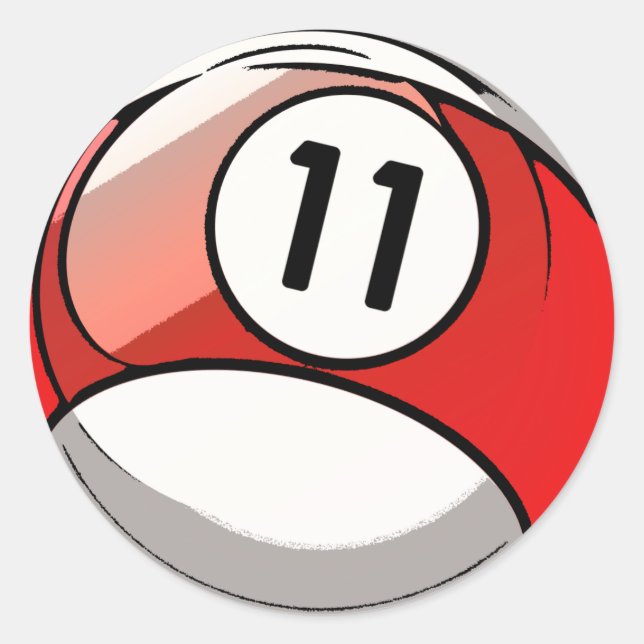 Comic Style Number 11 Billiards Ball Classic Round Sticker (Front)