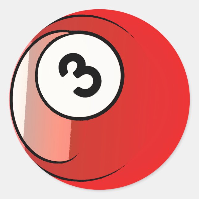 Comic Style Number 3 Billiards Ball Classic Round Sticker (Front)