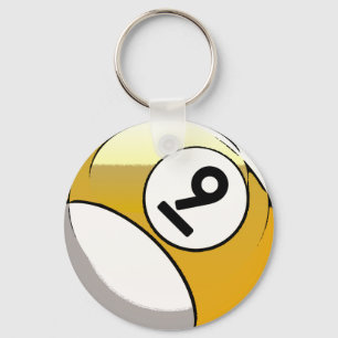 Comic Style Number 9 Billiards Ball Key Ring
