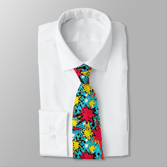 Comic Style Pattern Tie (Tied)