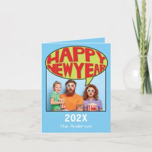 Comic Style Personalised Photo Happy New Year Card