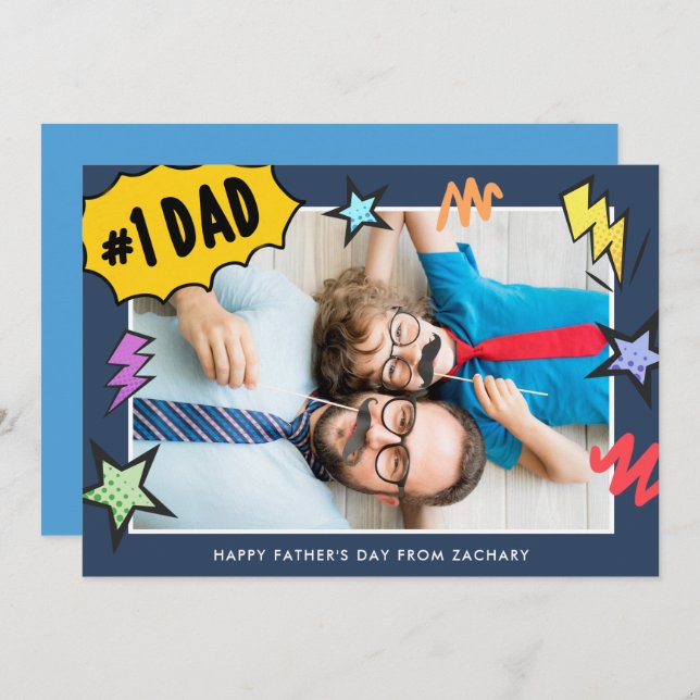Comic Style Photo Father's Day Card (Front/Back)
