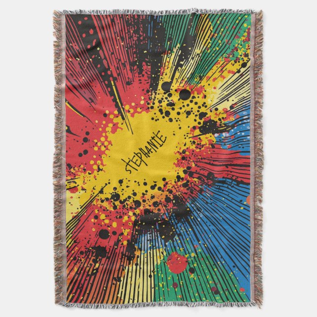 Comic Style Pop Art Explosion (10) Throw Blanket (Front Vertical)