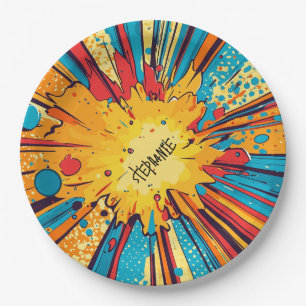 Comic Style Pop Art Explosion (11) Paper Plate