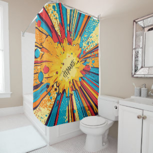 Comic Style Pop Art Explosion (11) Shower Curtain