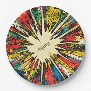 Comic Style Pop Art Explosion (2) Paper Plate