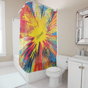 Comic Style Pop Art Explosion (3) Shower Curtain