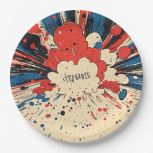Comic Style Pop Art Explosion (4) Paper Plate