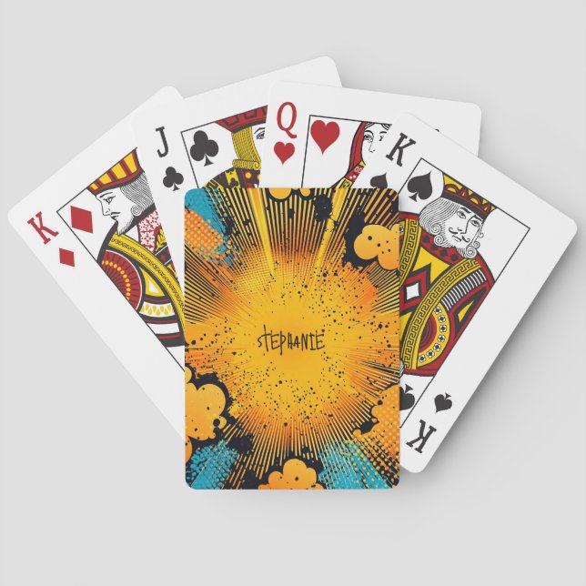 Comic Style Pop Art Explosion (8) Playing Cards (Back)