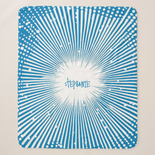Comic Style Pop Art Explosion - Blue and White Sherpa Blanket