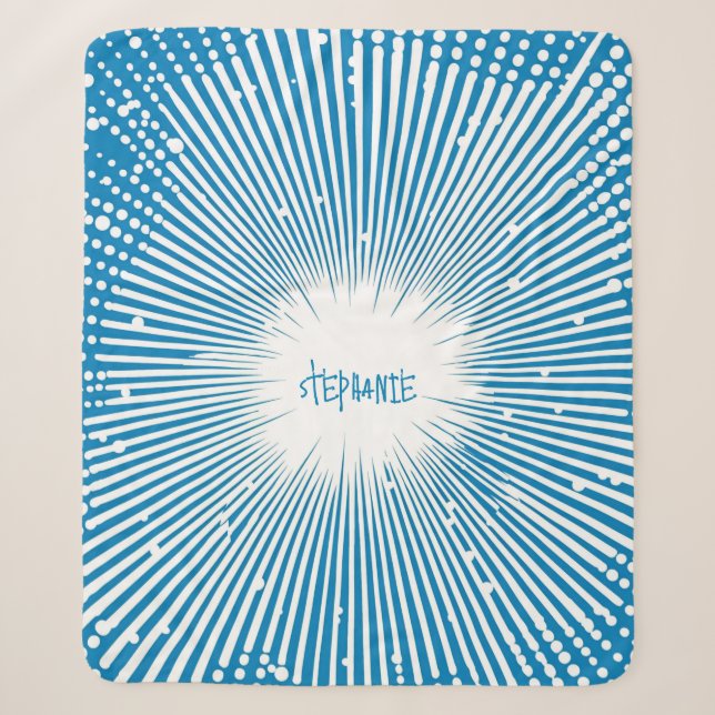 Comic Style Pop Art Explosion - Blue and White Sherpa Blanket (Front)