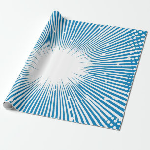 Comic Style Pop Art Explosion - Blue and White Wrapping Paper