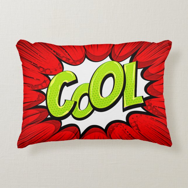 Comic Style Pop Art Retro Red White Green COOL Decorative Cushion