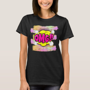 Comic Style Pop Art Retro Yellow Pink Purple OMG   T-Shirt