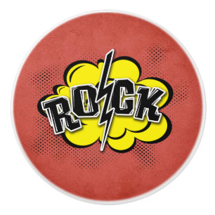 Comic style rock illustration ceramic knob