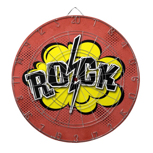 Comic style rock illustration dartboard (Front)
