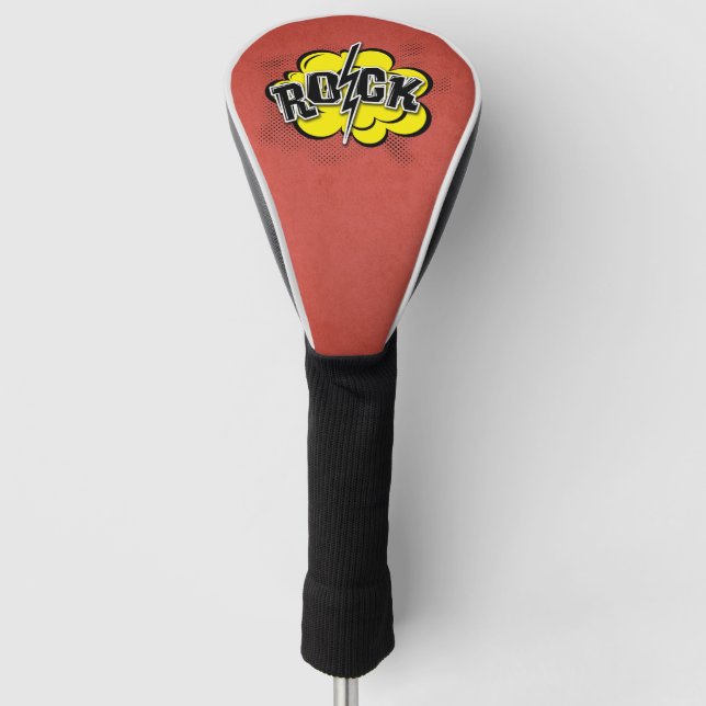 Comic style rock illustration golf head cover (Front)