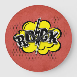 Comic style rock illustration large clock