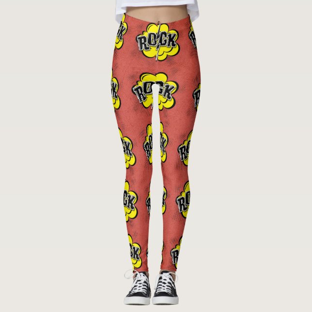Comic style rock illustration leggings (Front)