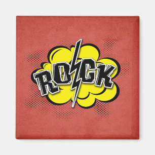 Comic style rock illustration magnet