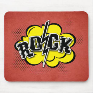 Comic style rock illustration mouse pad