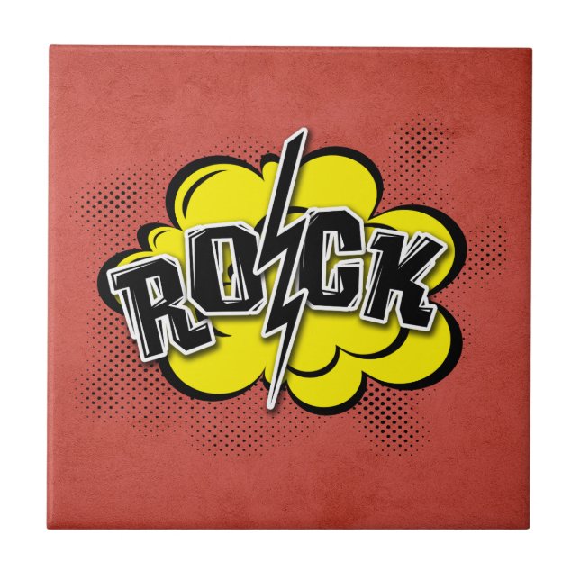 Comic style rock illustration tile (Front)