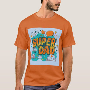  Comic Style Super Dad Graphic  T-Shirt