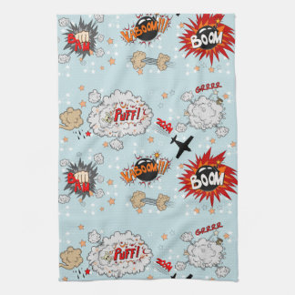 Comic Style Super Hero Design Tea Towel