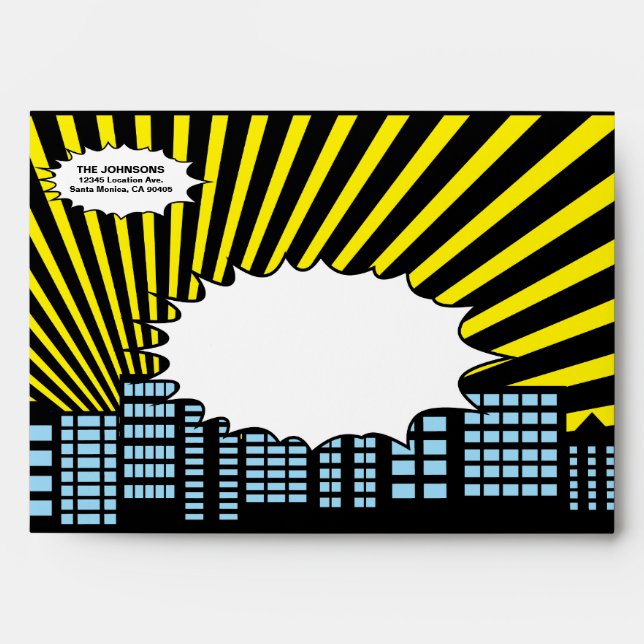 Comic Style Superhero Party Envelopes (Front)