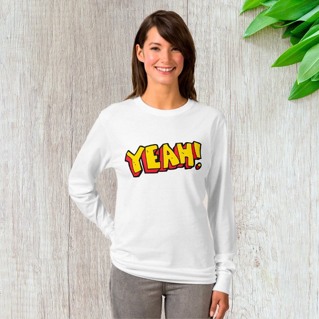 Comic Style Yeah Text Graphic in Bold Yellow T-Shirt (Creator Uploaded)