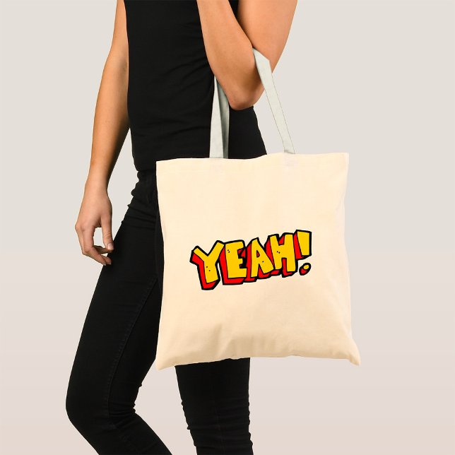 Comic Style Yeah Text Graphic in Bold Yellow Tote Bag (Creator Uploaded)