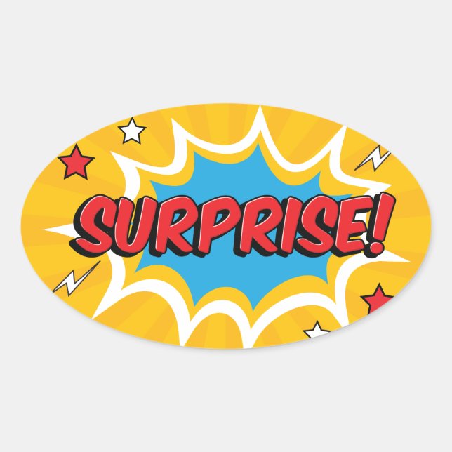Comic Surprise Burst Oval Sticker (Front)