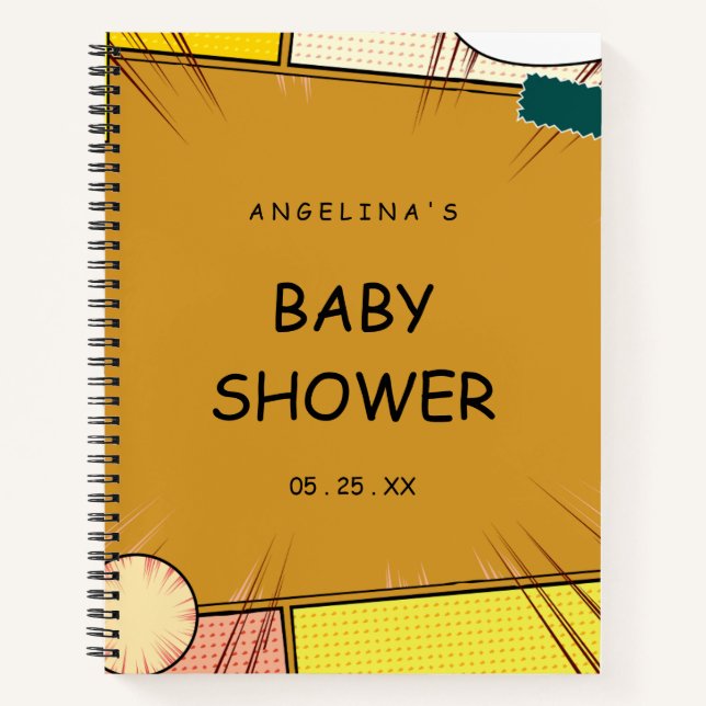 Comic Theme Baby Shower Gift List Notebook (Front)