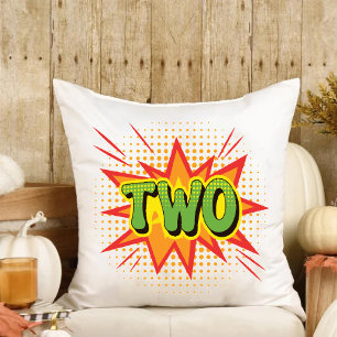 Comic Theme Toddler Niece Nephew 2nd Birthday Cushion
