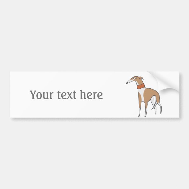 Comic Whippet Dog Customisable Bumper Sticker (Front)