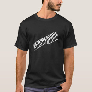 Comic White Line Art Drawing Music Keyboard T-Shirt