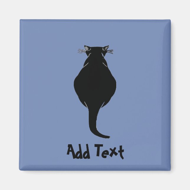 Comical Black Cat, add text Magnet (Front)