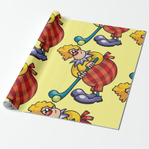 Comical Clown Hockey Player Wrapping Paper