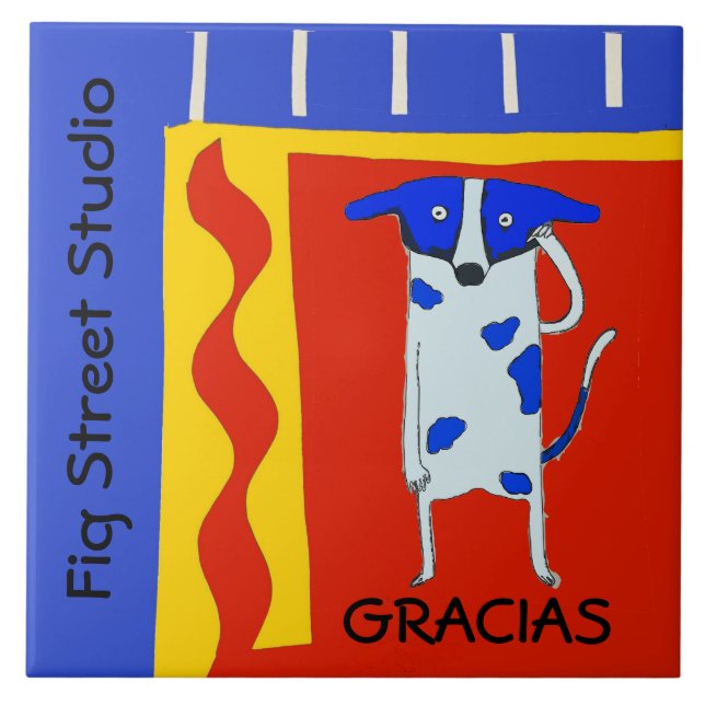 Comical Dog, Gracias,  edit text Tile (Front)