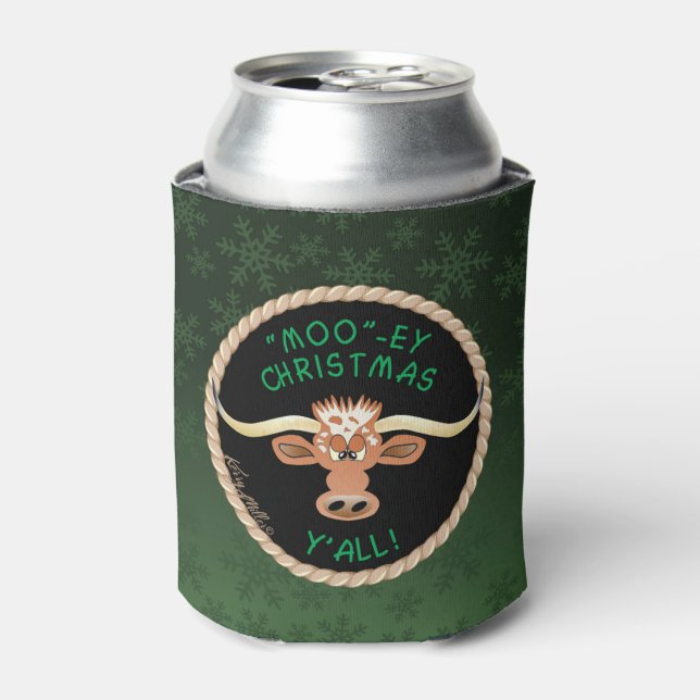 Comical Longhorn Steer Can Cooler (Can Front)