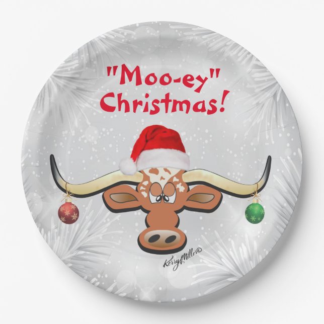 Comical Longhorn Steer Paper Plate (Front)