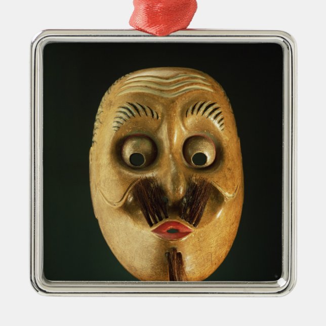 Comical Mask, Noh Theatre Metal Tree Decoration (Front)