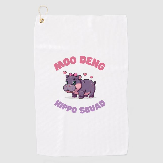 Comical MOO DENG HIPPO SQUAD Hippo Revolution Zook Golf Towel (Front)
