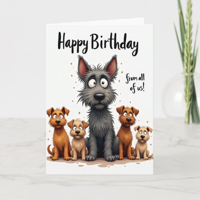 Comical Pups Birthday Card (Front)