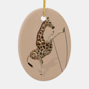Comical Sporty Giraffe Ceramic Tree Decoration